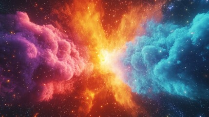 Fototapeta premium Cosmic Nebula: Pink And Blue Gaseous Clouds In Space