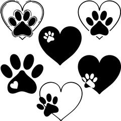 pet paw heart love pet illustration svg