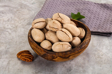 Crunchy pecan nut in the bowl