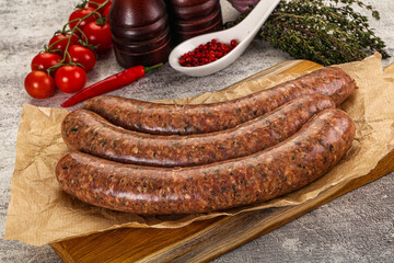 Raw beef and lamb sausages