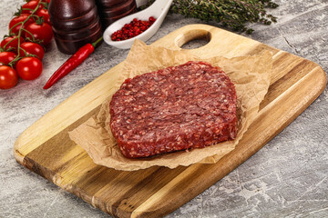 Raw beef burger cutlet for grill