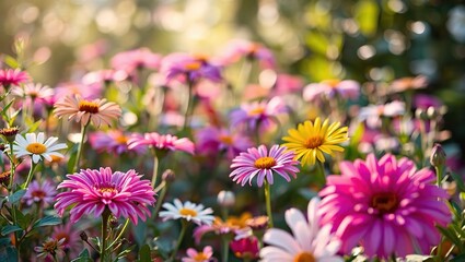 Obraz premium Elegant Garden Flowers, Blank Space for Creative Design Ideas