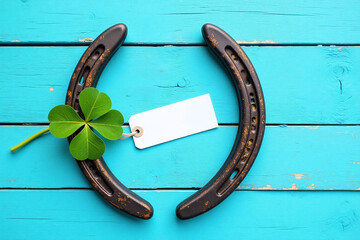 horseshoe with a four leaf clover next to it1