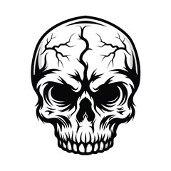 Obraz premium Skull Silhouette with Rootlike Veins, Intricate Black and White Design, Anatomy Art