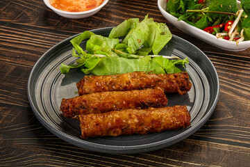 Fried Vietnamese spring roll with special sauce