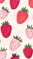 Cute strawberries background strawberry seamless pattern.