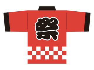 赤い祭り法被のイラスト