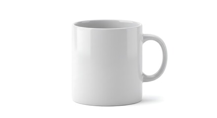 Fototapeta premium A blank white mug ready for your design, perfect for personalized gifts or everyday use, showcasing its clean and simple elegance against a bright white background.