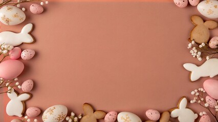 Spring composition with colored Easter eggs.