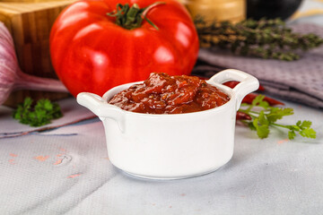 Salsa dip with chili and tomato