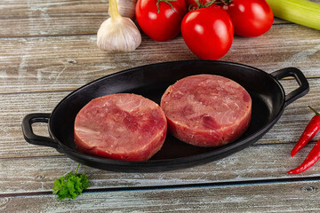 Raw round tuna fish fillet