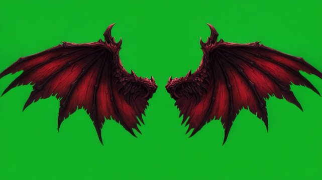 Red Devil Wings on Green Screen
