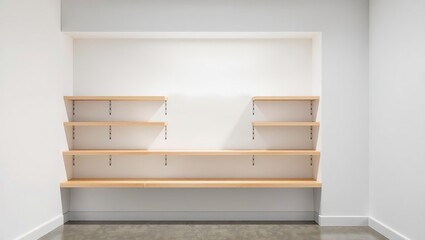 Empty Shelf Under Soft Light, Ideal for Product Photography Display