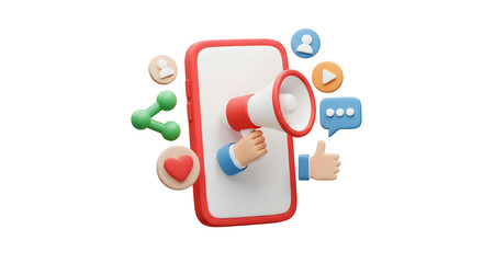 Social media marketing 3d render
