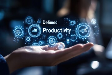 Hand holding holographic productivity concept