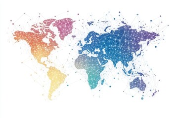 Fototapeta premium Global Network Map - Visualizing Worldwide Connectivity