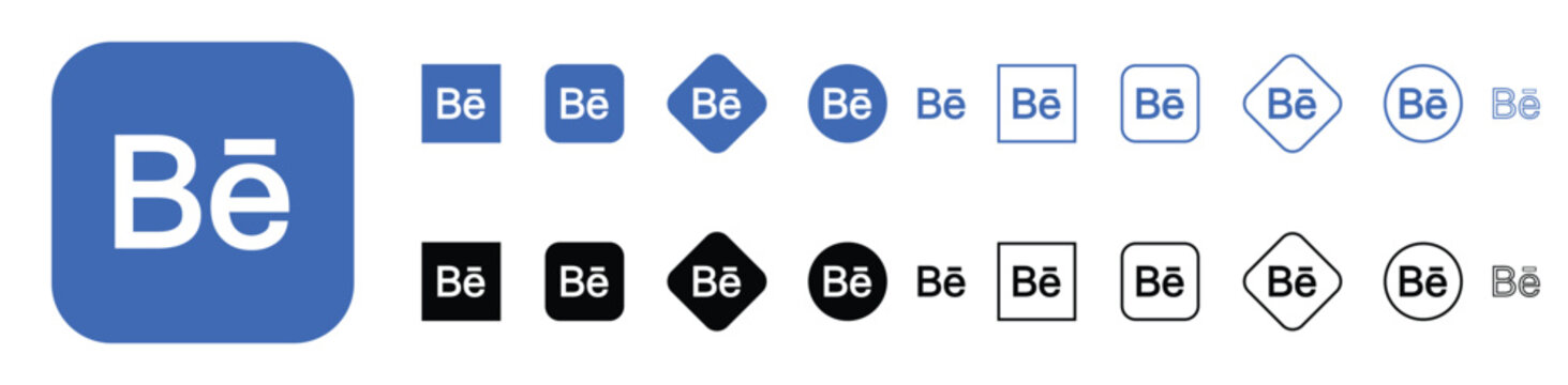 flat vector set of social media behance logo