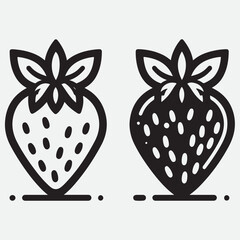 Strawberry line and solid icon, fruits concept, Strawberries sign on white background