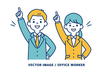 トップを目指す、若い男女の会社員のベクターイラスト素材＿線の編集可能