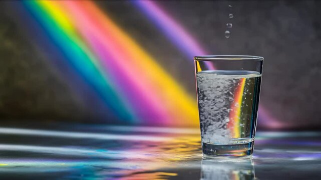 Rainbow Reflection in a Glass of Water