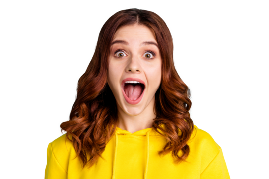 Photo of white charming nice cute attractive youngster screaming in craziness with ecstatic overjoyed feeling isolated over turquoise vivid color background