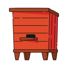 Wooden house for honey bees vector illustration. Cartoon cute beehive for a swarm of honey bees