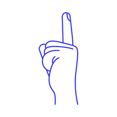 One number or up sign. Hand gesture doodle icon. Contour vector illustration