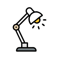 Desk Lamp Emitting Light Beam Icon Design