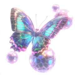 Fototapeta premium A lively neon butterfly digital wings art.