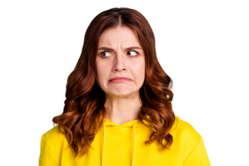 Close up photo of disgusted youngster envious with hating facial expression furious angry isolated over teal vivid color background