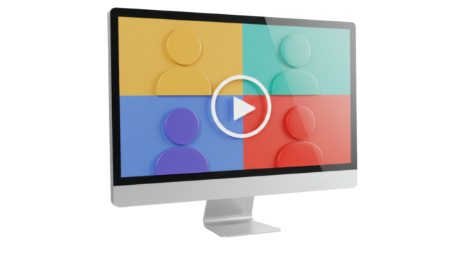 Isolated Computer Screen with Video Conference Interface