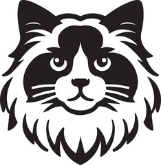 Black and White Ragdoll Cat Vector	