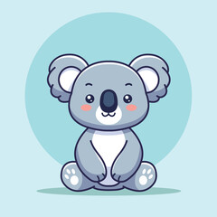 Cute Koala Sitting Cartoon Vector Icon Illustration. Animal Nature Icon Concept Isolated Premium Vector. Flat Cartoon Style