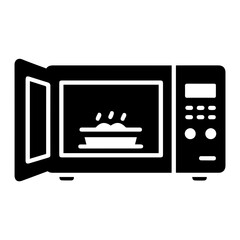 Microwave with Open Door and Food Tray