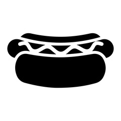 Hot Dog on Bun with Mustard Line Icon