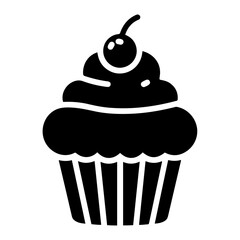 Cupcake with Frosting and Cherry on Top Icon