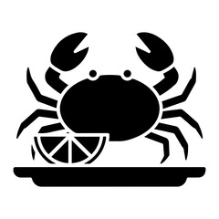 Crab on Plate with Lemon Wedge Icon