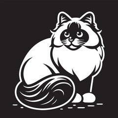 Black and White Ragdoll Cat Vector	