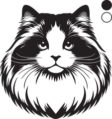 Black and White Ragdoll Cat Vector	