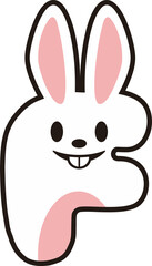 Cute Rabbit Letter Vector Element Alphabet F