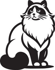 Black and White Ragdoll Cat Vector	
