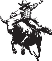 Obraz premium cowboy riding cow