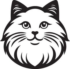 Black and White Ragdoll Cat Vector	