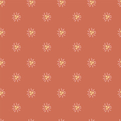 Terracotta Floral Motif Seamless Pattern