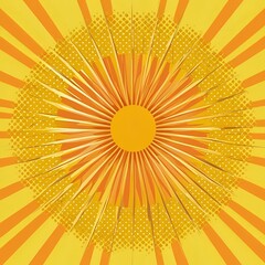 Fototapeta premium Vibrant Yellow and Orange Comic Book Style Background with Halftone Dots and Dynamic Zoom Lines for Retro Pop Art Design and Action-Themed Visuals