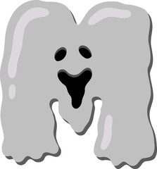 Scary Ghost  Letter Vector Element Alphabet M