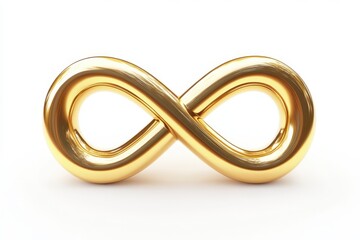 Shiny golden infinity symbol isolated on a white background