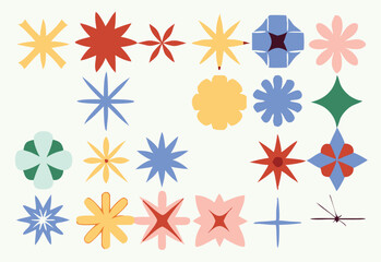 Modern Abstract Geometric Icon Set &ndash; Minimalist Symbol Collection with Retro and Futuristic Shapes for Branding, UI Design, and Digital Art Projects.