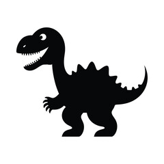 Funny cartoon dinosaur black color on isolated white background