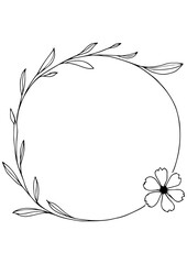 Black and white vector floral frame with leaves and flowers. Perfect for engraving, laser cutting, prints, books, and creative design projects.